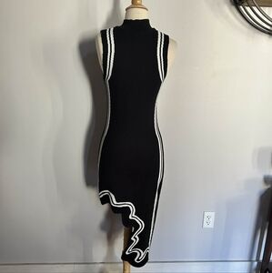 Commense Black and White Asymmetrical Dress